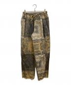 manipuriマニプリ）の古着「リネン混ペイズリー柄イージーパンツ」｜ブラウン