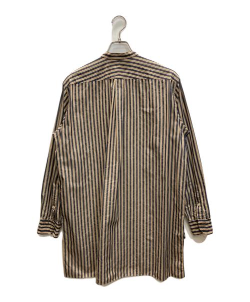 COMOLI（コモリ）COMOLI (コモリ) ストライプバンドカラーシャツ ベージュ×ネイビー サイズ:SIZE 1の古着・服飾アイテム