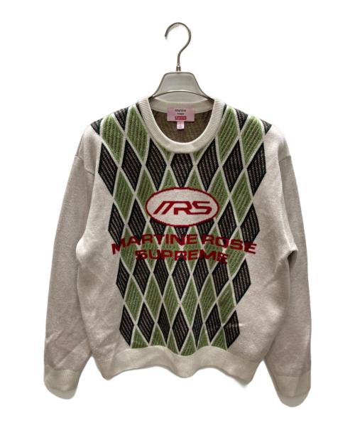SUPREME（シュプリーム）SUPREME (シュプリーム) MARTINE ROSE (マーティン・ローズ) Sweater Natural ニット ベージュ×グリーン サイズ:Sの古着・服飾アイテム