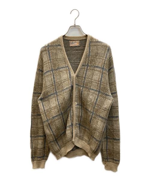 Brentwood（ブレントウッド）Brentwood (ブレントウッド) アルパカ混チェックカーディガン ベージュ サイズ:Lの古着・服飾アイテム