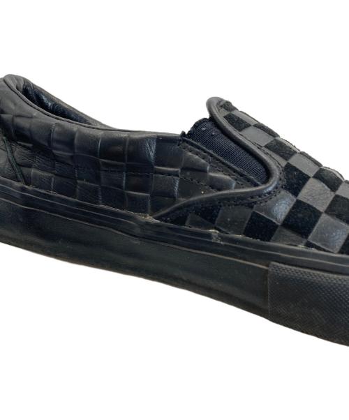 VANS VAULT（バンズボルト）VANS VAULT (バンズボルト) Engineered Garments (エンジニアド ガーメンツ) チェッカーレザースリッポン ブラック サイズ:size  28の古着・服飾アイテム