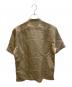 BLACK LABEL CRESTBRIDGE (ブラックレーベル クレストブリッジ) リネン混 バンドカラー半袖シャツ ベージュ サイズ:SIZE M 未使用品：8000円