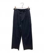 SHIPSシップス）の古着「麻調 合繊 2タック ワイド パンツ」｜ネイビー