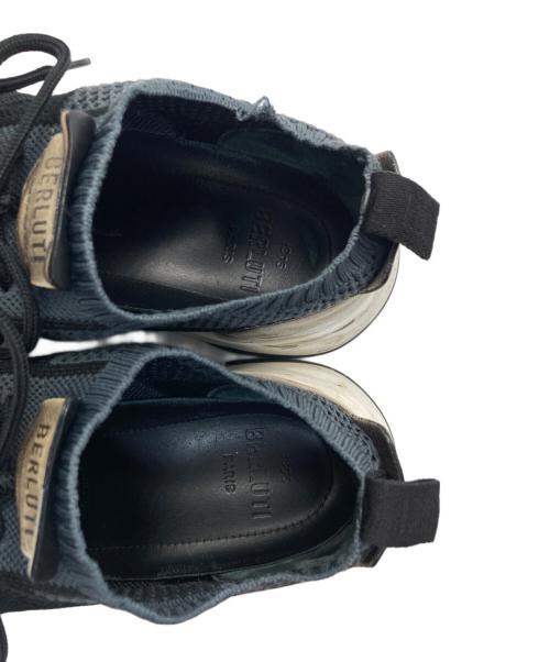 Berluti（ベルルッティ）Berluti (ベルルッティ) シャドウ ニット＆レザースニーカー ブラック×グレー サイズ:SIZE 28.5cmの古着・服飾アイテム