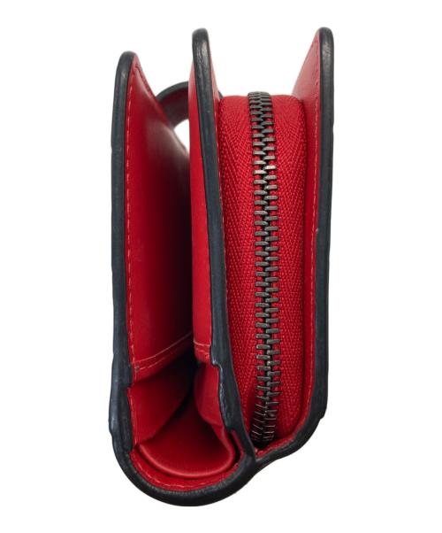 Christian Louboutin（クリスチャン・ルブタン）Christian Louboutin (クリスチャン・ルブタン) Paloma 型押し二つ折り財布 ブラック×レッド サイズ:下記参照の古着・服飾アイテム