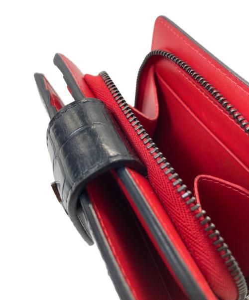 Christian Louboutin（クリスチャン・ルブタン）Christian Louboutin (クリスチャン・ルブタン) Paloma 型押し二つ折り財布 ブラック×レッド サイズ:下記参照の古着・服飾アイテム