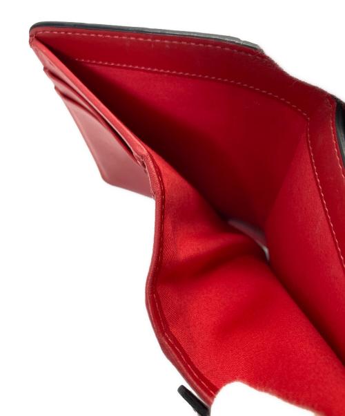 Christian Louboutin（クリスチャン・ルブタン）Christian Louboutin (クリスチャン・ルブタン) Paloma 型押し二つ折り財布 ブラック×レッド サイズ:下記参照の古着・服飾アイテム