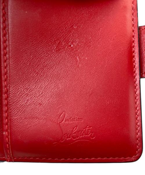 Christian Louboutin（クリスチャン・ルブタン）Christian Louboutin (クリスチャン・ルブタン) Paloma 型押し二つ折り財布 ブラック×レッド サイズ:下記参照の古着・服飾アイテム