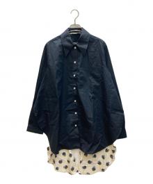 STELLA McCARTNEY（ステラマッカートニー）の古着「シルク切替ロングスリーブシャツ」｜ネイビー