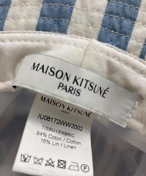 maison kitsune（メゾンキツネ）maison kitsune (メゾンキツネ) ストライプバケットハット ホワイト×ブルーの古着・服飾アイテム