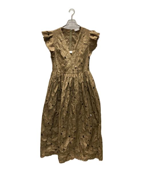 RED VALENTINO（レッドヴァレンティノ）RED VALENTINO (レッドヴァレンティノ) カットワーク ドレス ワンピース ベージュ サイズ:SIZE 40の古着・服飾アイテム