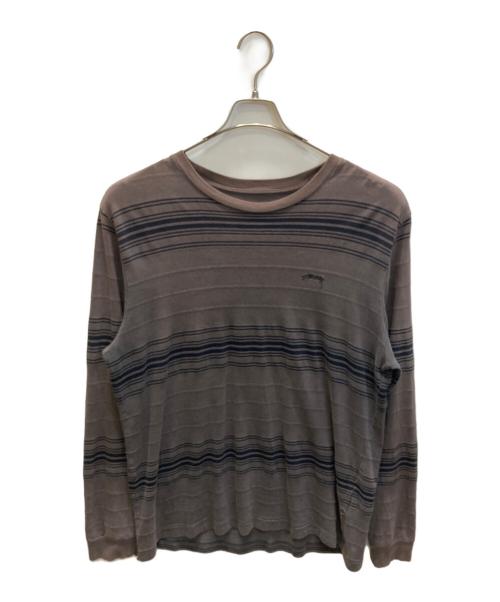 stussy（ステューシー）stussy (ステューシー) マルチボーダーカットソー ブラウン×ブラック サイズ:SIZE Mの古着・服飾アイテム