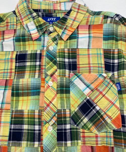 LFYT（エルエフワイティー）LFYT (エルエフワイティー) PATCHWORK BIG SILHOUETTE SHIRT イエロー×オレンジ サイズ:SIZE XLの古着・服飾アイテム