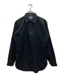 PENDLETON（ペンドルトン）の古着「70s エルボーパッチ ウールシャツ」｜ブラック