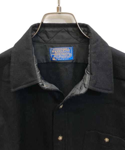 PENDLETON（ペンドルトン）PENDLETON (ペンドルトン) 70s エルボーパッチ ウールシャツ ブラック サイズ:Mの古着・服飾アイテム