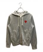 PLAY COMME des GARCONSプレイコムデギャルソン）の古着「ハートワッペンジップパーカー」｜グレー