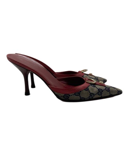 GUCCI（グッチ）GUCCI (グッチ) GGキャンバスミュール レッド サイズ:36Cの古着・服飾アイテム