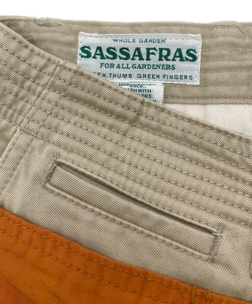 SASSAFRAS（ササフラス）SASSAFRAS (ササフラス) ナイロン切替ワークパンツ ベージュ×オレンジ サイズ:Mの古着・服飾アイテム