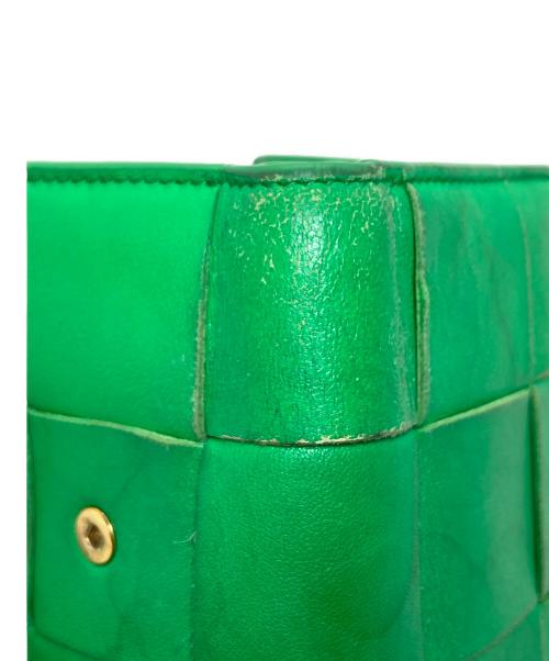 BOTTEGA VENETA（ボッテガベネタ）BOTTEGA VENETA (ボッテガベネタ) マキシイントレチャートカセット 3つ折り財布 パラキート グリーン サイズ:下記参照の古着・服飾アイテム