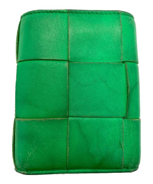 BOTTEGA VENETA（ボッテガベネタ）BOTTEGA VENETA (ボッテガベネタ) マキシイントレチャートカセット 3つ折り財布 パラキート グリーン サイズ:下記参照の古着・服飾アイテム