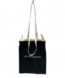 MM6 Maison Margiela（エムエムシックスメゾンマルジェラ）の古着「リバース ロゴ ショッピングトートバッグ」｜ブラック×ベージュ