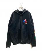CHROME HEARTSクロムハーツ）の古着「マルチカラーセメタリークロス ダガージップアップパーカー  MLTCOL CEM CRS SWTSHRT HD ZIP」｜ブラック