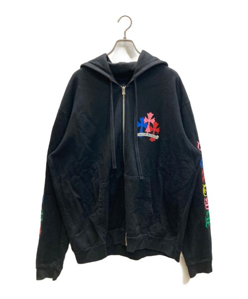 CHROME HEARTS（クロムハーツ）CHROME HEARTS (クロムハーツ) マルチカラーセメタリークロス ダガージップアップパーカー  MLTCOL CEM CRS SWTSHRT HD ZIP ブラック サイズ:XLの古着・服飾アイテム