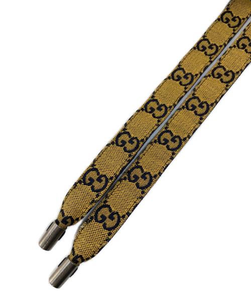 GUCCI（グッチ）GUCCI (グッチ) GGキャンバス ドローコードリバーシブルバケットハット ネイビー×イエローの古着・服飾アイテム