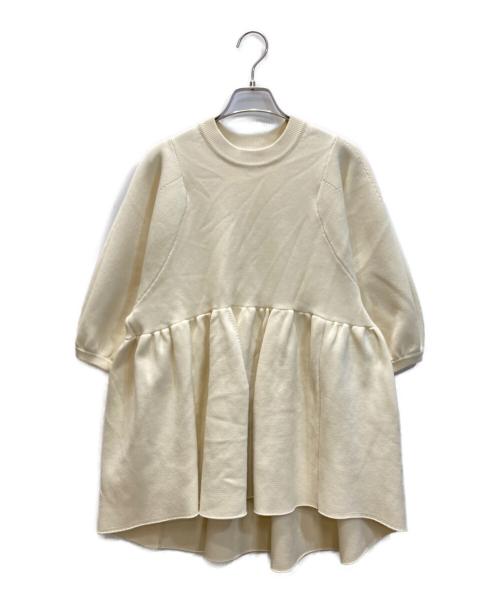 CLANE（クラネ）CLANE (クラネ) バルーンスリーブ ギャザー ニット アイボリー サイズ:Fの古着・服飾アイテム
