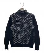 GRAN SASSOグランサッソ）の古着「カシミヤブレンド編み込みハイネックニット」｜ブラック