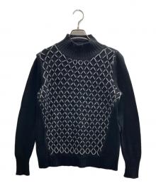 GRAN SASSO（グランサッソ）の古着「カシミヤブレンド編み込みハイネックニット」｜ブラック