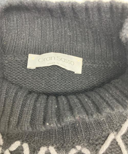 GRAN SASSO（グランサッソ）GRAN SASSO (グランサッソ) カシミヤブレンド編み込みハイネックニット ブラック サイズ:42の古着・服飾アイテム