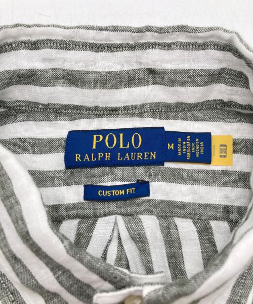 POLO RALPH LAUREN（ポロ・ラルフローレン）POLO RALPH LAUREN (ポロ・ラルフローレン) リネンストライプシャツ グレー サイズ:SIZE Mの古着・服飾アイテム