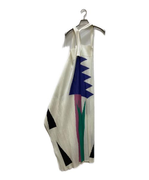 IKKO TANAKA ISSEY MIYAKE（イッコウタナカイッセイミヤケ）IKKO TANAKA ISSEY MIYAKE (イッコウタナカイッセイミヤケ) ラップデザインプリントプリーツワンピース マルチカラー サイズ:size　3の古着・服飾アイテム