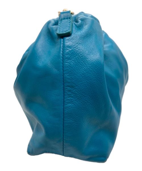 NICAL（ニカル）NICAL (ニカル) ラムレザー ギャザーショルダーバッグ ブルーの古着・服飾アイテム