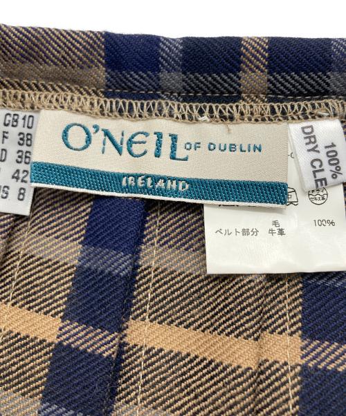 O'NEIL OF DUBLIN（オニールオブダブリン）O'NEIL OF DUBLIN (オニールオブダブリン) サイドダブルベルトミニキルトスカート ブラウン サイズ:US8の古着・服飾アイテム