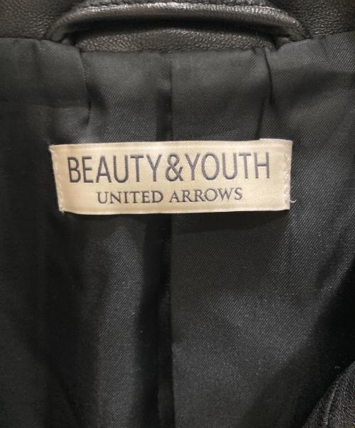 BEAUTY&YOUTH（ビューティーアンドユース）BEAUTY&YOUTH (ビューティーアンドユース) シープレザー ダブル ライダース ジャケット ブラック サイズ:Lの古着・服飾アイテム