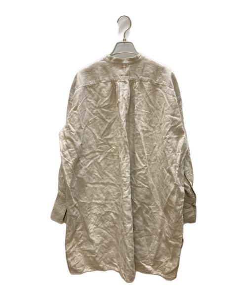 KAGURE（カグレ）KAGURE (カグレ) ノーカラーリネンチュニックシャツ ベージュ サイズ:Freeの古着・服飾アイテム
