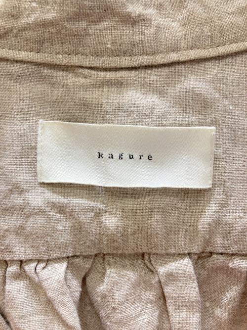 KAGURE（カグレ）KAGURE (カグレ) ノーカラーリネンチュニックシャツ ベージュ サイズ:Freeの古着・服飾アイテム