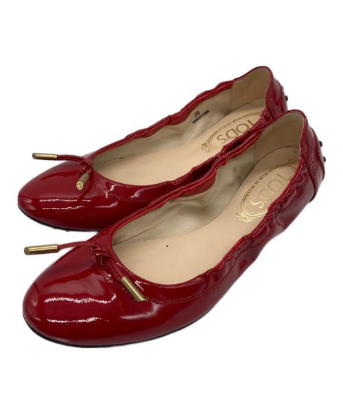 TOD'S（トッズ）TOD'S (トッズ) リボンバレエドライビングパンプス レッド サイズ:24㎝の古着・服飾アイテム