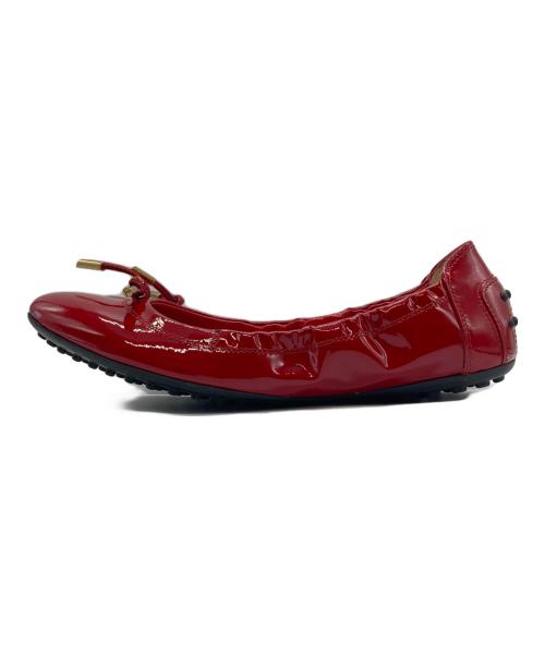 TOD'S（トッズ）TOD'S (トッズ) リボンバレエドライビングパンプス レッド サイズ:24㎝の古着・服飾アイテム