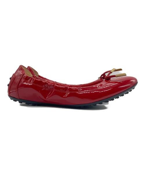TOD'S（トッズ）TOD'S (トッズ) リボンバレエドライビングパンプス レッド サイズ:24㎝の古着・服飾アイテム