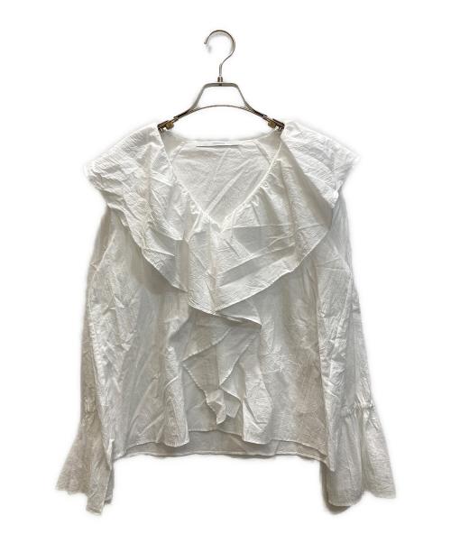 FRAMeWORK（フレームワーク）FRAMeWORK (フレームワーク) ラッフルブラウス ホワイト サイズ:Free 未使用品の古着・服飾アイテム