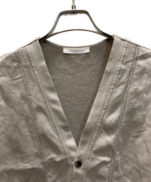 GALERIE VIE（ギャルリーヴィー）GALERIE VIE (ギャルリーヴィー) リブコンビフレンチリネン Vネックジレ ベージュ サイズ:Freeの古着・服飾アイテム