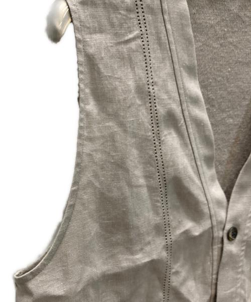 GALERIE VIE（ギャルリーヴィー）GALERIE VIE (ギャルリーヴィー) リブコンビフレンチリネン Vネックジレ ベージュ サイズ:Freeの古着・服飾アイテム