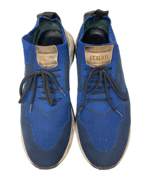 Berluti（ベルルッティ）Berluti (ベルルッティ) シャドウ ニット＆レザースニーカー ネイビー×ブルー サイズ:10 1/2の古着・服飾アイテム
