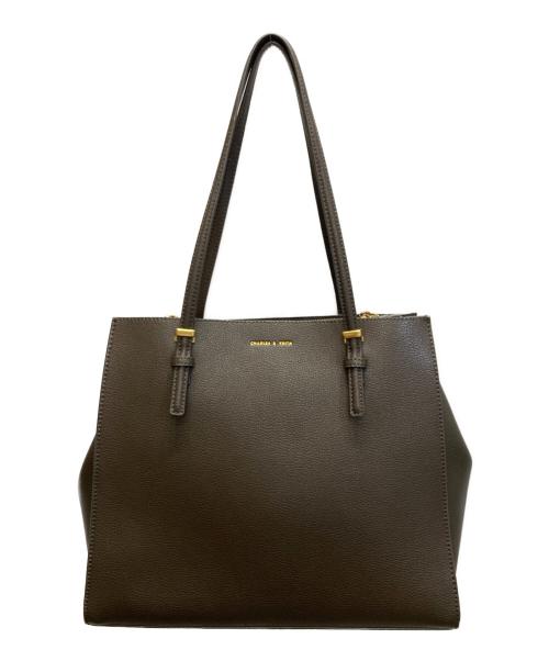 CHARLES & KEITH（チャールズアンドキース）CHARLES & KEITH (チャールズアンドキース) Sansa クラシックダブルハンドルトートバッグ ブラウン サイズ:下記参照の古着・服飾アイテム