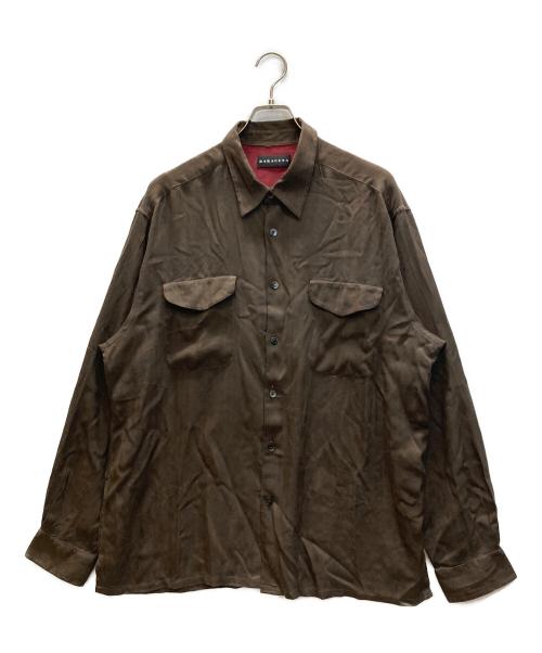 BARACUTA（バラクータ）BARACUTA (バラクータ) ヘリンボーン シルクシャツ ブラウン サイズ:XLの古着・服飾アイテム