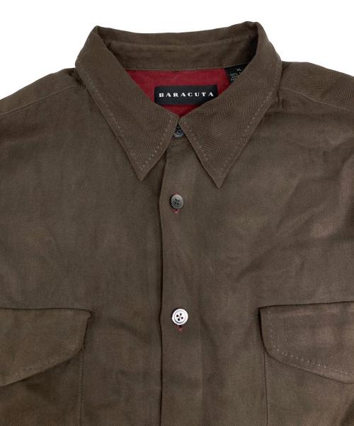 BARACUTA（バラクータ）BARACUTA (バラクータ) ヘリンボーン シルクシャツ ブラウン サイズ:XLの古着・服飾アイテム