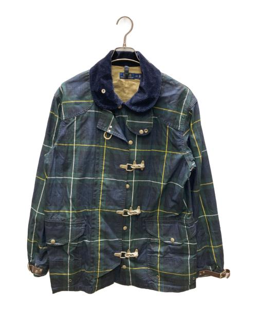 POLO RALPH LAUREN（ポロ・ラルフローレン）POLO RALPH LAUREN (ポロ・ラルフローレン) ブラックウォッチ ワックスコーティング ファイヤーマンジャケット ネイビー×グリーン サイズ:SIZE Lの古着・服飾アイテム
